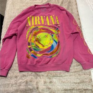 Urban Outfitters Pink Nirvana Crew Neck Sweater